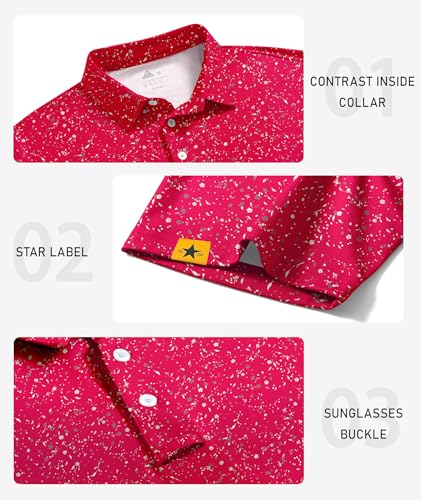 Image of ZITY Mens Golf Polo Shirts Short Sleeve UPF 50+ Performance Moisture Wicking Print Pattern Casual Collared Golf Shirt for Men