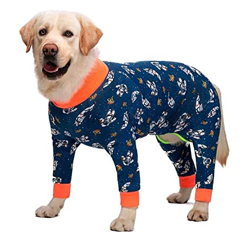 ドッグウェア つなぎ 大型犬 パジャマ コットン ルームウェア ロンパース 犬服 皮膚病 抜け毛予防 術後ケア 小型犬 中型犬 犬の洋服 (宇宙飛行士, 32=4XL)