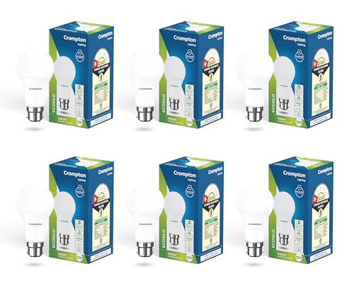Image of Crompton Param LED Bulb | 12W | Cool Day Light | B22 Base | 180 Degree Coverage | 4kV Surge Protection | 440V High Voltage Protection | Pack of 6