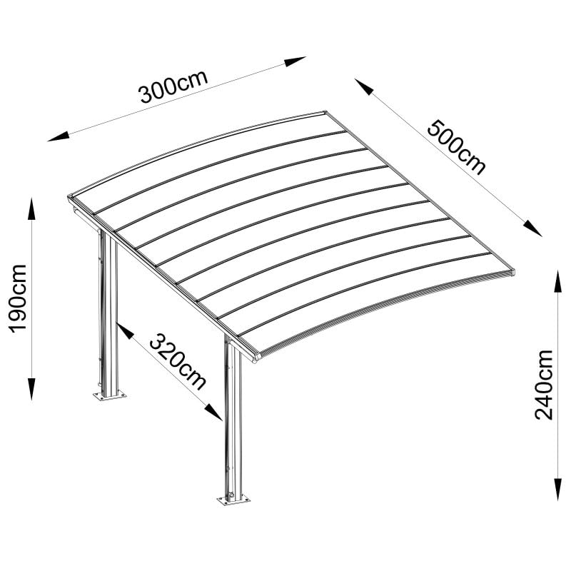 Carport Autoportant 15m² en Aluminium et Polycarbonate | Structure Gris Anthracite Résistante aux Intempéries | Toit Teinté Anti-UV avec Gouttières Intégrées | Kit de Fixation Inclus