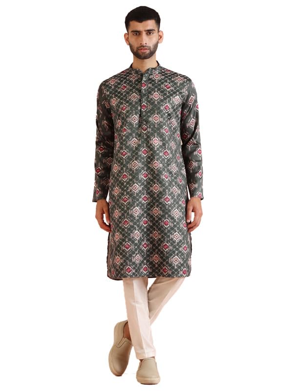 kisah Men's Kurta Churidar Set, Mustard Jacquard, Woven Design Long Sleeves Regular Fit Mandarin Collar-picture-19