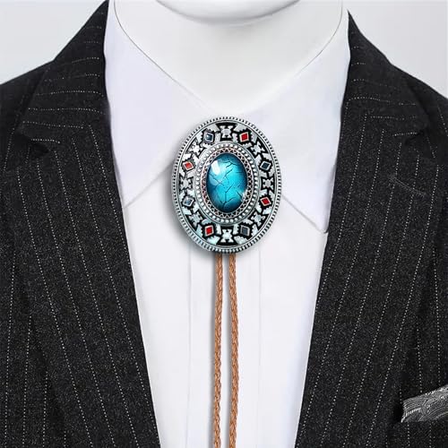 Image of Btilasif Bolo Tie Brown for Men, Scorpion Luminous Stone Cowboy Tie Western Leather Necktie Necklace for Women