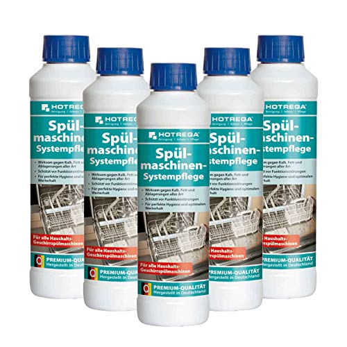 HOTREGA Spülmaschinenreiniger Spülmaschinen Systempflege 250 ml - Entkalker, Pflege, Spülmaschinenpflege, Mengen:5 Cover