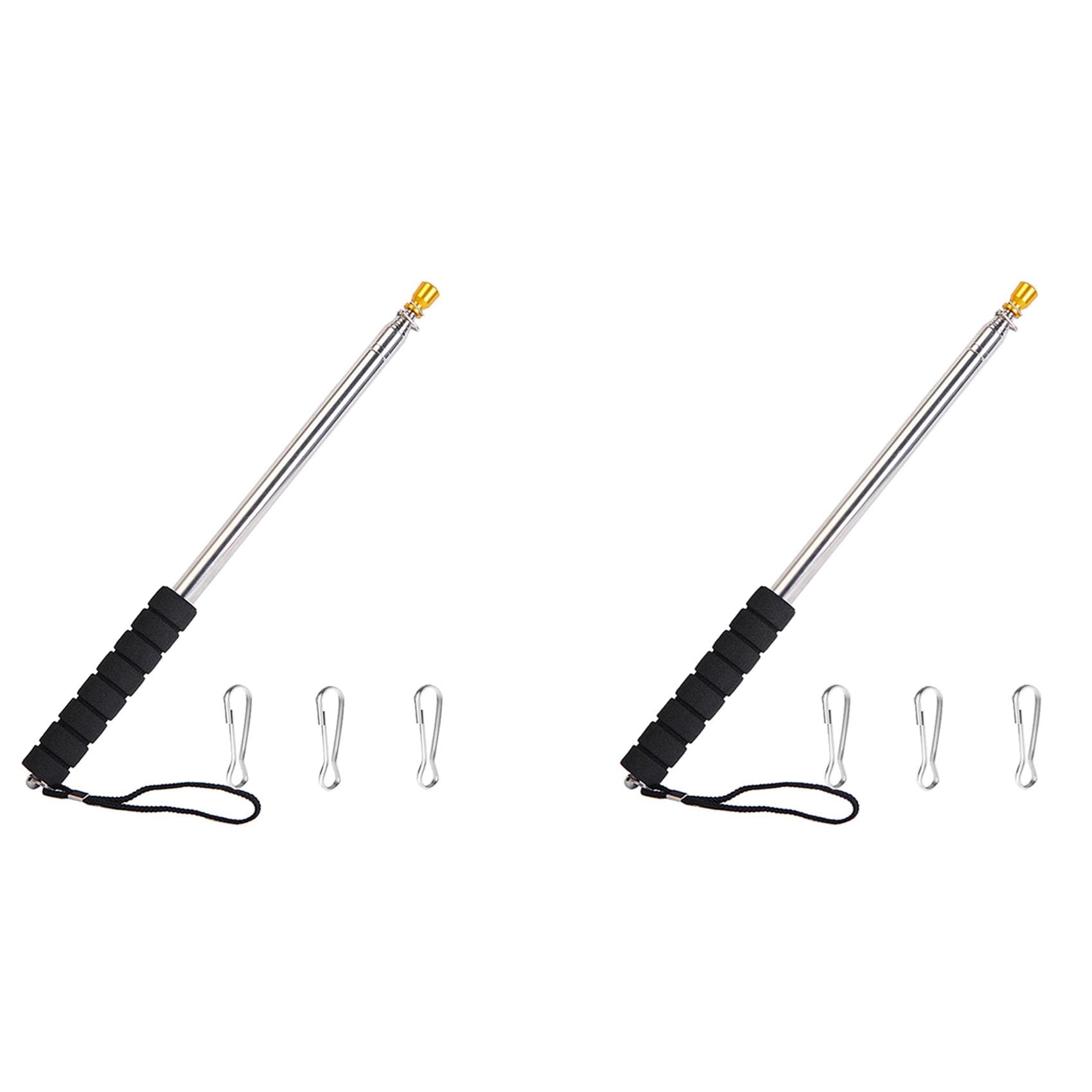 Jnchdghwa Black 2Pcs 9.8Ft Telescopic Flag Pole,Stainless Steel Handheld Portable Extendable Retractable Flagpole With Anti-Slip Grip