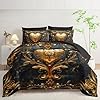 lneffble Black and Gold Heart Comforter Set Queen Size Bed 7 Piece,Heart Bedding Set Queen Black,Heart Themed Bedroom Decor,(1 Comforter, 1 Flat Sheet, 1 Fitted Sheet, 2 Pillowcase and 2 Pillow Sham) #5