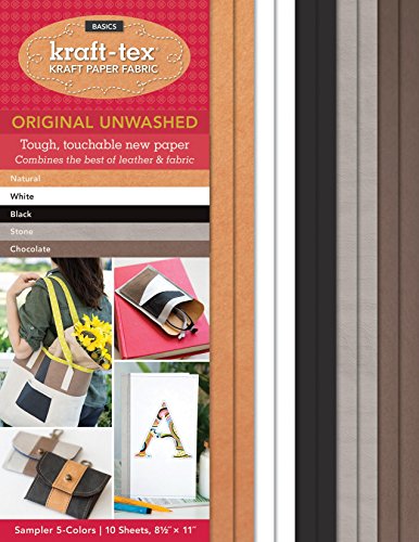 kraft-tex Sampler 5-Colors Original Unwashed: Kraft Paper Fabric, 10-Sheets 8.5" x 11â€ (kraft-tex Basics)