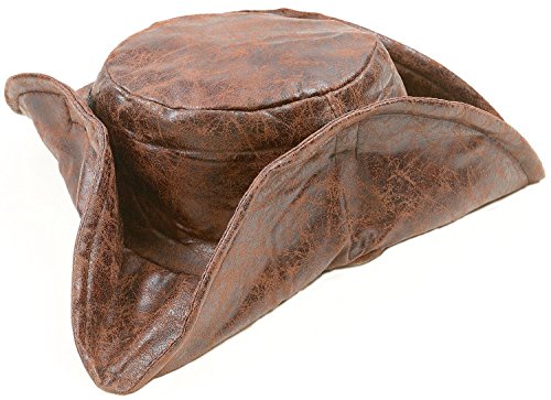 Kangaroo Brown Leatherette Tri-fold Caribbean Pirate Hat, Jack