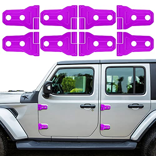 LAIKOU 8PCs Door Hinge Cover Decor Trim Exterior Protection Accessories Fit for 2018-2021 Jeep Wrangler JL JLU Sports Sahara Freedom Rubicon Unlimited Gladiator JT 2-Door & 4-Door (Purple)