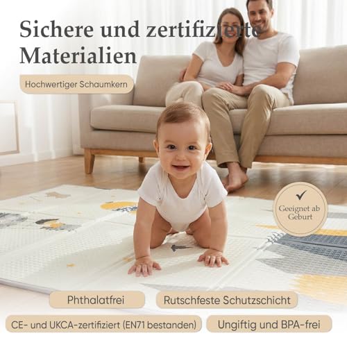 PikatoyZ® Spielmatte Baby | Krabbelmatte Baby Faltbar mit Tragetasche | Schadstofffreier, Rutschfeste, Wasserfester XPE Schaum… – Ansicht 4