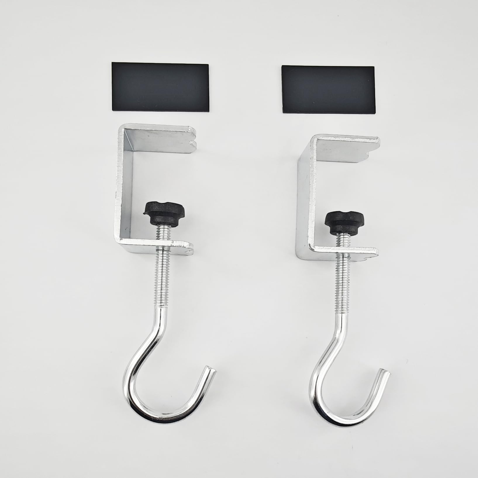 2 Pack Desk Mount Bag Holder Metal Clamp Hook Backpack Hanger Industrial Style, Women's Handbag Purse Hooks with Self Adhesive Silicone Pads, Desk