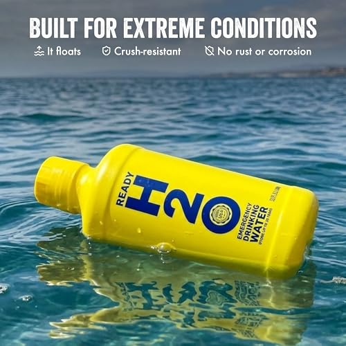 Image of Ready H2O Bottled Emergency Drinking Water - 20-Year Shelf Life, Triple-Sealed Food Grade HDPE Bottles, Reusable & Crush-Resistant, FEMA-Ready Emergency Water Supply, 12 x 1 Liter Bottles (3-Day Supply for 1 Person)