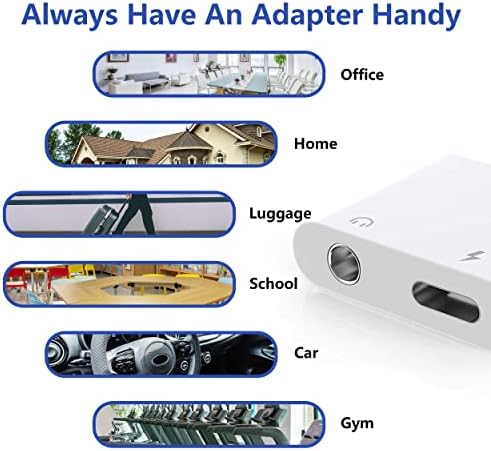 USB C to 3.5mm Headphone and Charger Adapter,2-in-1 USB C Dual Headphone Aux Splitter Compatible for iPad Pro M1 /Air 4/Xiaomi Mi 6/Mix 2 /Note 3/Samsung S21 S20 FE Note20/Huawei P30 etc - white