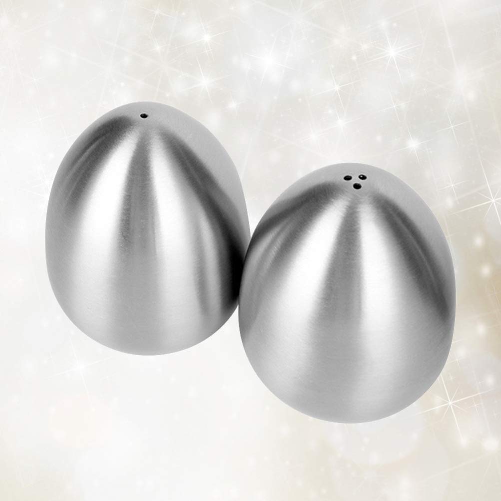 Metal Spices Jar Stainless Steel Salt And s Easter Egg Shape Spices Jars Bottles Seasoning Containers Condiment Pot for Easter Home Kitchen Decor(3 Holes)
