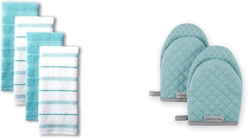 KitchenAid Albany - Juego de toallas de cocina y mini guantes de horno (2 unidades)