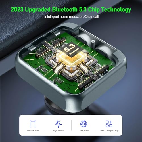 SOARUN Bluetooth Car Adapter - Bluetooth 5.3 FM Transmitter, PD 45W & QC3.0 12W Fast Car Charger, Wireless FM Stereo Radio Music Adapter [Hi-Fi Bass/Treble Roller], Hands-Free Calling/U-Disk - Thumbnail 2