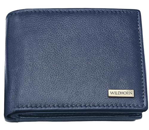 Image of WildHorn Rfid Protected Leather Wallet For Men, Navy