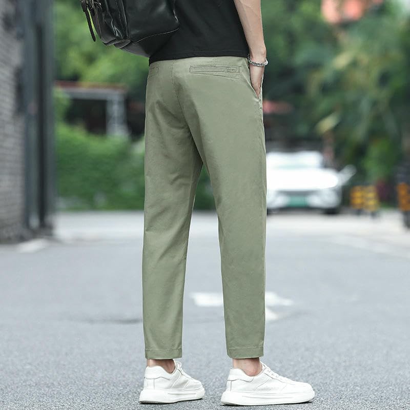 Men's Summer Thin Nine-Tenths Slim Straight Ice Silk Versatile Comfortable Casual Pants4