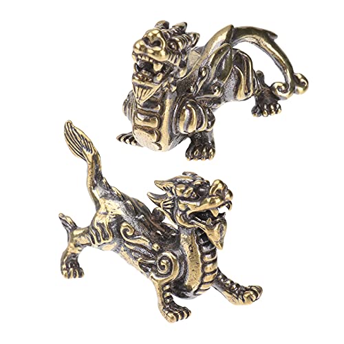DECHOUS 麒麟 ヒキュウ 貔貅 キリン 置物 真鍮 お守り 風水 装飾 富を呼び込み 幸運をもたらし 家を守る インテリア装飾 工芸品(雄雌)