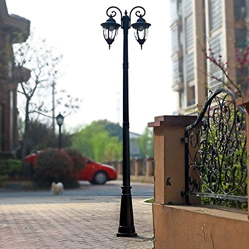 Lampadaire extérieur vintage à 2 lumières E27 pour éclairer une grande cour