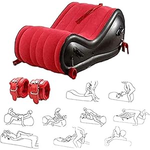 SJCANG  Sex Bed Opblaasbaar Kussen Stoel Bank Bank Yoga Stoel, Multifunctioneel Opblaasbaar Sex Lumbale Kussen, Bondage Sex Meubels Met Handboeien Manchetten En Enkel Pomp, Erotische Seksspe