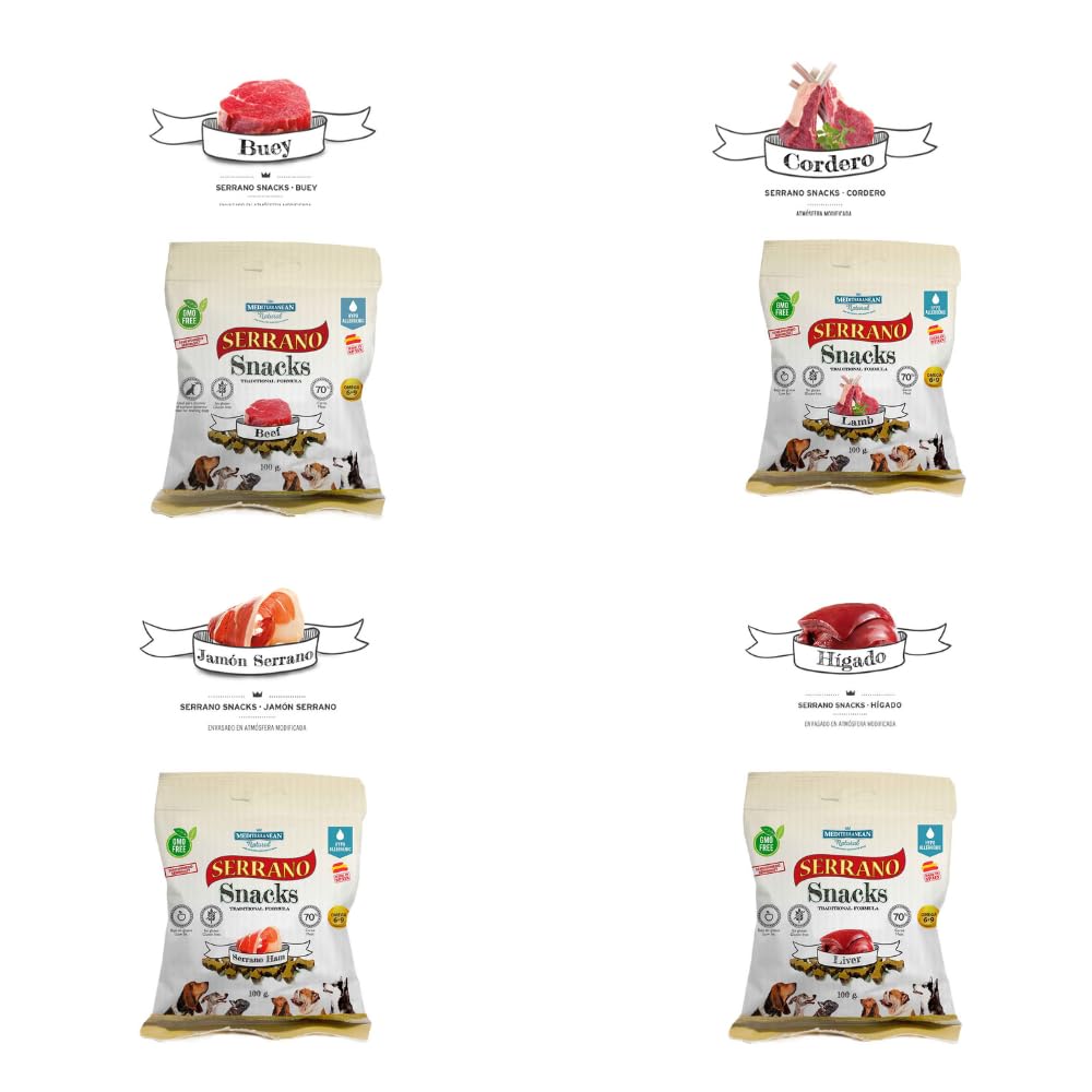 Mediterranean Natural Serrano Snacks para Perros 24X100 GR Mixes (Carnívoro)