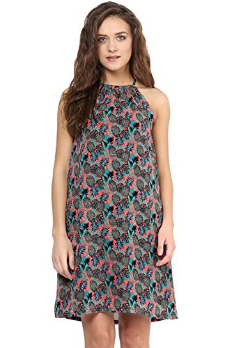 Image of Miss Chase Women's Multicolored Round Neck Sleeveless Printed A-Line Dress