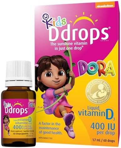 Ddrops Kids 400 IU 60 drops - Liquid Vitamin D3 Supplement for Children. Support Strong Bones & Immune System