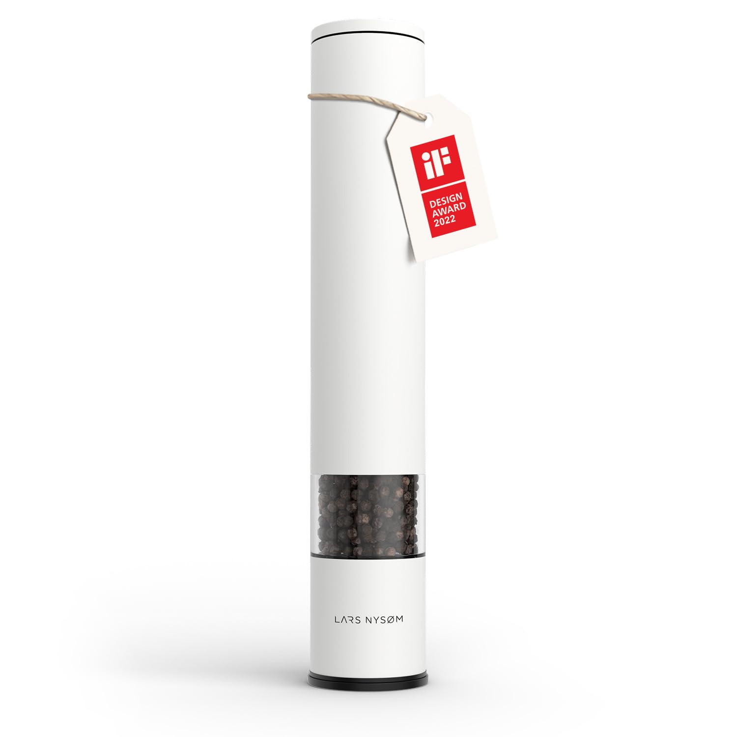 LARS NYSØM Pfeffermühle manuell groß (28,8cm) mit einstellbarem Keramikmahlwerk I Salzmühle Pfeffermühle Gewürzmühle (1 Stück) (Pure White)