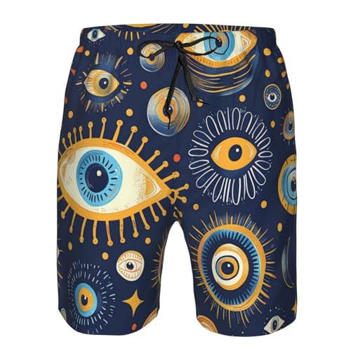 Evil Eye Symbols Dark Blue Unique Vintage Men's Quick Dry Swim Trunks Surfing Beach Mesh Board Shorts4