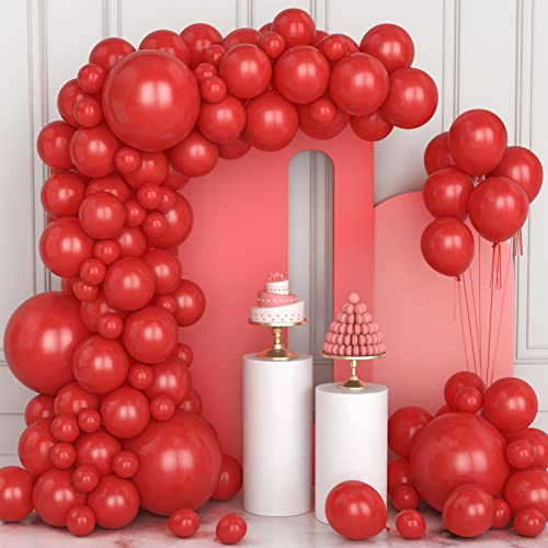 106 pcs Ballons Rouge Ballons en Latex 5 10 12 18 pouces Kit de Guirlande Ballon Rouge avec Ruban pour Femmes Garçons Filles Fête d'Anniversaire Mariage...