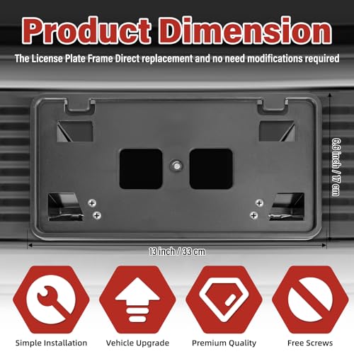 Image of License Plate Bracket Accessories for Ford F150 3.3L /5.0L 2021-2023, Front Bumper License Plate Holder Replacement Frame Black Mount, Replaces# ML3Z17A385AB FO1068185, Easy Installation