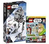 3 minifiguras de Lego y un droide: Chewbacca en traje de camuflaje de nieve, un piloto AT-ST y un rebelde con equipo, así como una figura adicional de Lego, un droide de sonda imperial