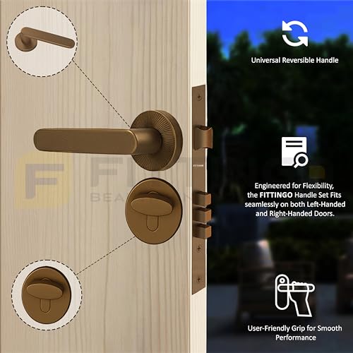 Image of Vigo Mortise Door Handle Lock Set /Premium Zinc Alloy Door Handle with Locks /Heavy-Duty Main Door Handle with Lock for Home, Office & Hotel Doors - 3 Years Warranty (PVD Rose Gold Matt)
