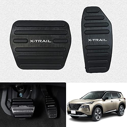 Kakash 日産専用アルミ合金フットペダル,内装カスタムパーツ アクセサリー ドレスアップ 防キズ 防汚れ おしゃれ,面倒な穴あけ作業やビス止め作業が不要で2点セッ車種専用設計 簡単取付け(ブラック)適合日産 新型エクストレイル(X-TRAIL) T33