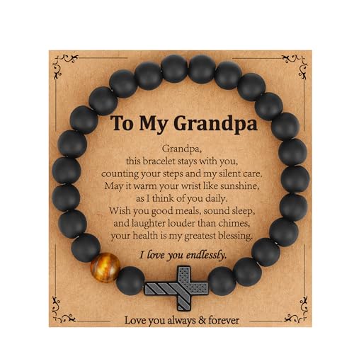 Gnamy To My Grandpa Cross Bracelet Gifts from Granddaughter Grandson,