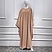 BooW Muslim Women Batwing Abaya Dress Front Zipper Kaftan Islamic Maxi Dress Middle East Robe (164# Khaki), One Size