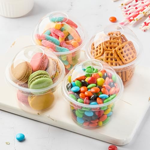 Kucoele KU192-9OZDOMECUPPP-100 100 Pack 9 Oz Clear Plastic Cups With Dome Lids, Dessert Cups Parfait Cups Party Serving Cups thumb #5