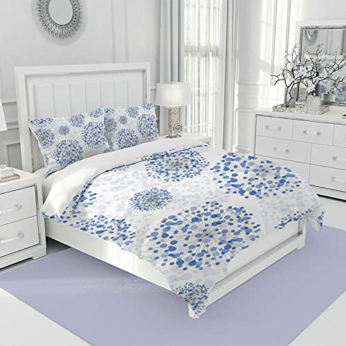Colorful Blue Dandelion Duvet Cover Full Size Duvet Cover Queen Size 3 Piece Cover Dandelion Cover Set King Size Duvet Cover With Zipper(1 Quilt Cover + 2 Pillowcases) #TOP1