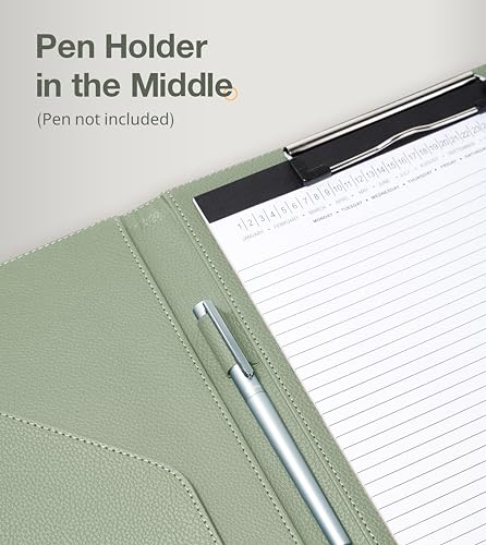 Image of Clipboard Folder Padfolio, Mymazn Writing Portfolio Faux Leather Clipboards with Cover for Legal Pad Holder Letter Size A4 8.5 x 11 for Business Conference Notepad Clip Board (Sage)