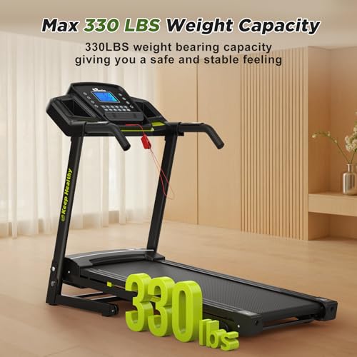 Image of FYC Folding Treadmill for Home with Incline 330lb Weight Capacity 3.5HP Portable Electric Treadmill with Bluetooth, 12 Preset Programs Exercise Running Machine Easy Assembly