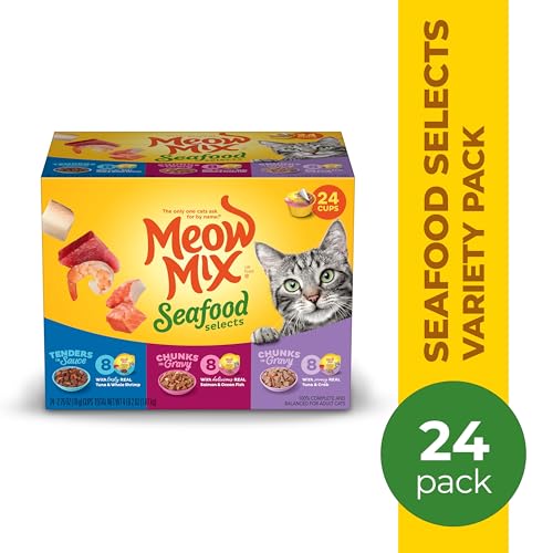 Meow Mix Seafood Selects Wet Cat Food Variety Pack, 2.75 Ounce Cups (Pack of 24)