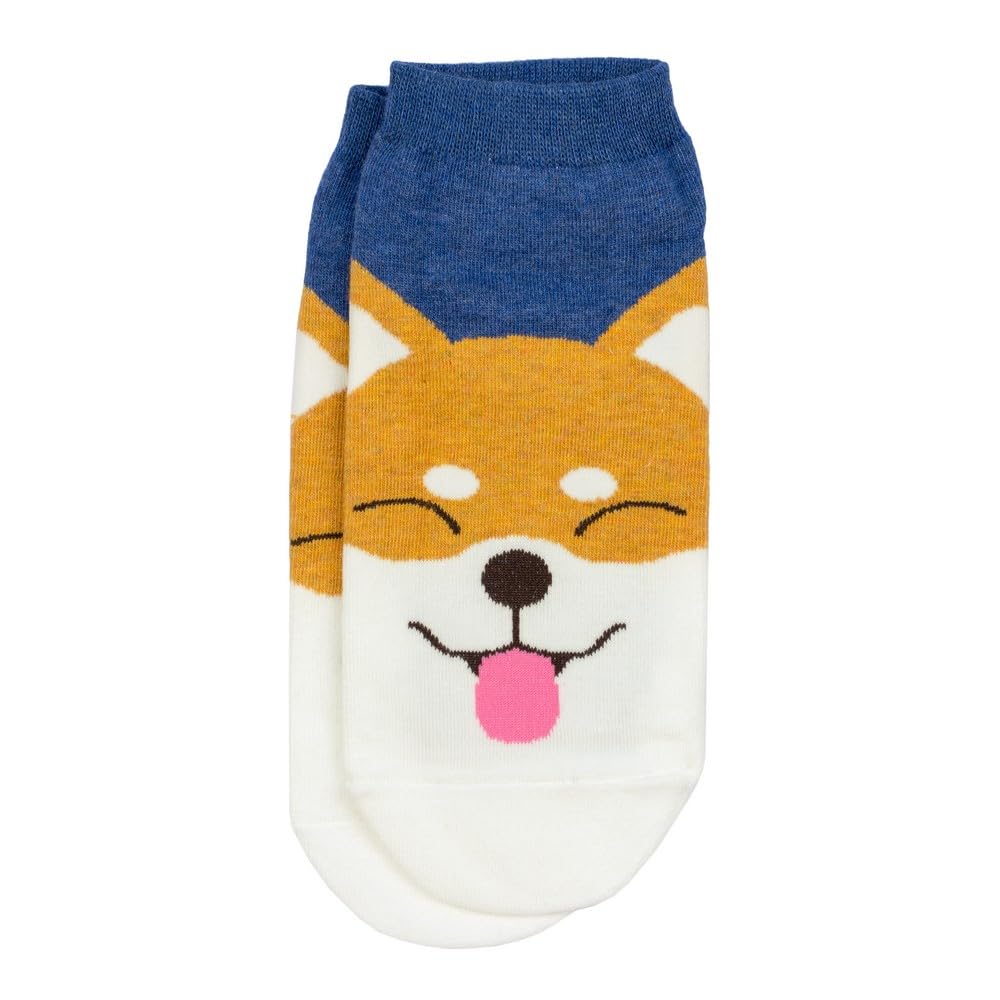 JOE COOL Womens Cotton Blend Ankle Socks with Playful Corgi Motif in Multicolour