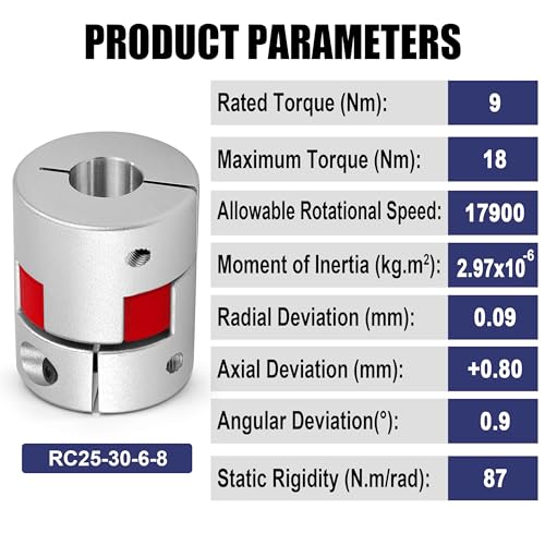Flexible Wellenkupplung Plum Klauenkupplung, D25-L30 Aluminium Kupplungswelle verbinden 5mm bis 8mm für 3D-Drucker CNC-Maschine und Servostufenmotor (6 * 8mm)