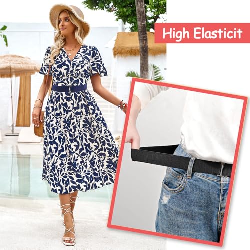 3 Pack No Show Elastic Stretch Belts for Women and Men, Invisible Strap Belt with Flat Buckle for Jeans Pants Dresses Adjustable3