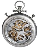 El reloj de pared es moderno y decorativo, 30 x 39 cm grande con superficie cepillada y ruedas dentadas visibles. Como reloj de cocina de metal redondo, la pared retro puede utilizarse como idea de regalo para mamá, papá de cumpleaños.