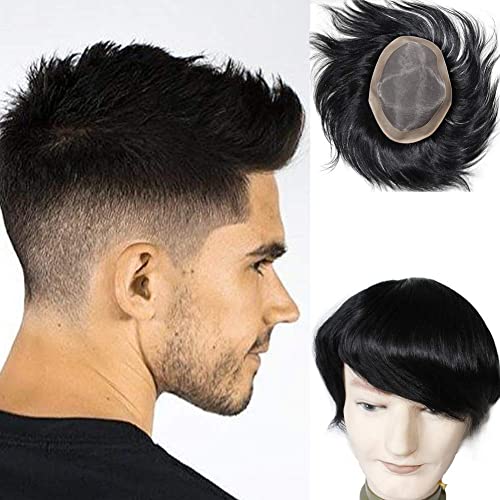 Image of EUPHORIA 8x5 Original PREMIUM MONO Hair Patch for Men 100% Natural Brown Human Hair Wig Install with Hair Toupee Tape, Clips or Glue