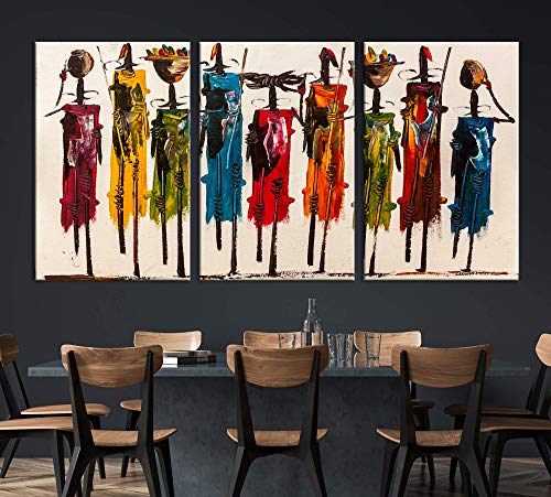 Abstract African wall art Masai canvas print Colorful african painting African wall dÃ©cor African art African Triptych Large Canvas Art