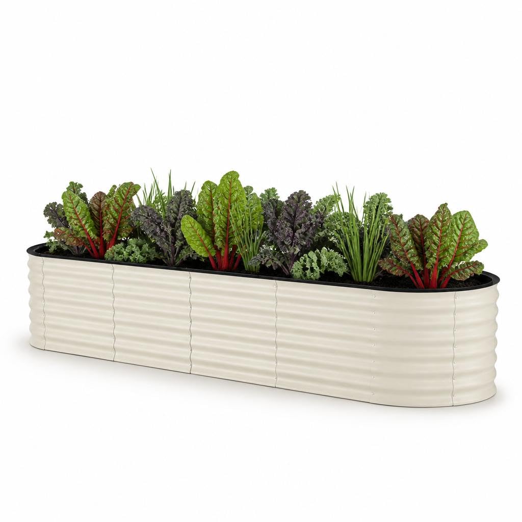 Garvee 8x2x1.5ft Galvanized Raised Garden Bed, Outdoor Metal Planter Box