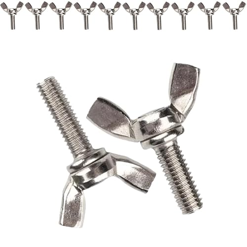 10pcs M4*16MM Butterfly Wing Bolts Stainless Steel Wing Nuts and Bolts Heavy Duty Hand Twist Tighten Fasteners Screws for DIY Tools