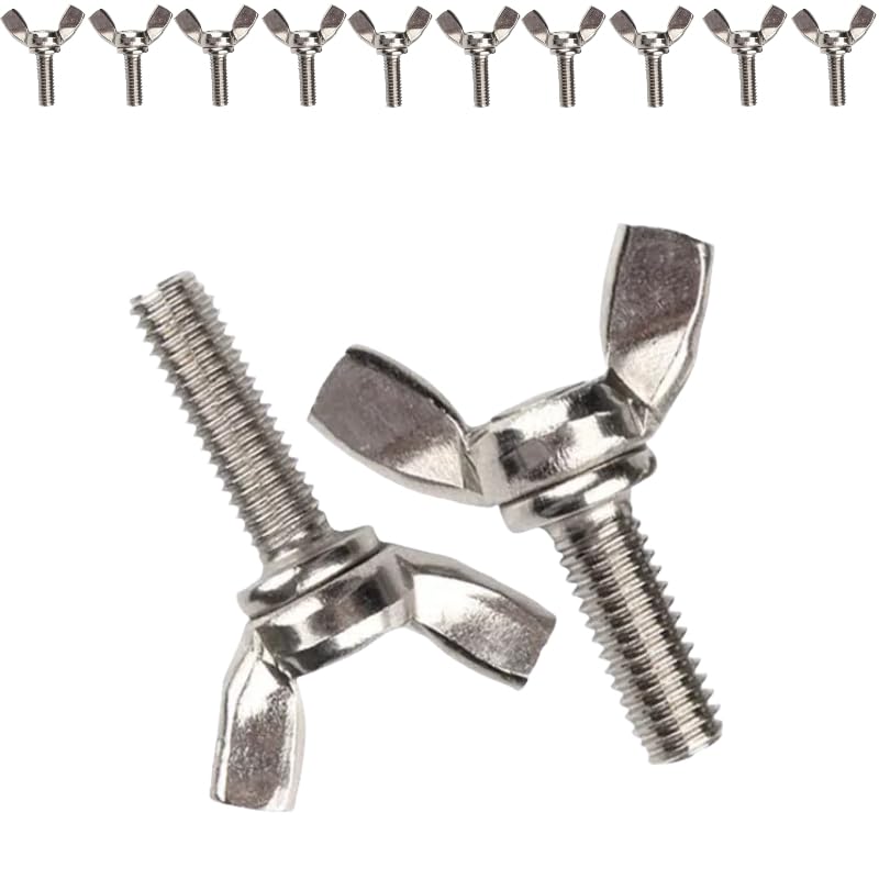 10pcsM8*25MM Butterfly Wing Bolts Stainless Steel Wing Nuts and Bolts Heavy Duty Hand Twist Tighten Fasteners Screws for DIY Tools